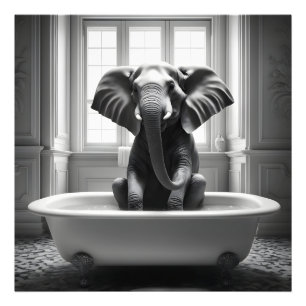 Elefant im Bad Fotodruck