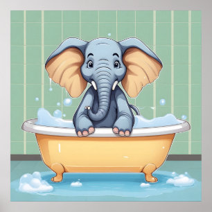 Elefant im Bad Poster