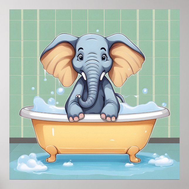 Elefant im Bad Poster (Vorne)
