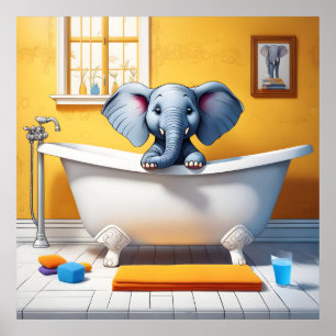Elefant im Bad Poster