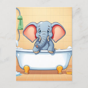 Elefant im Bad Postkarte