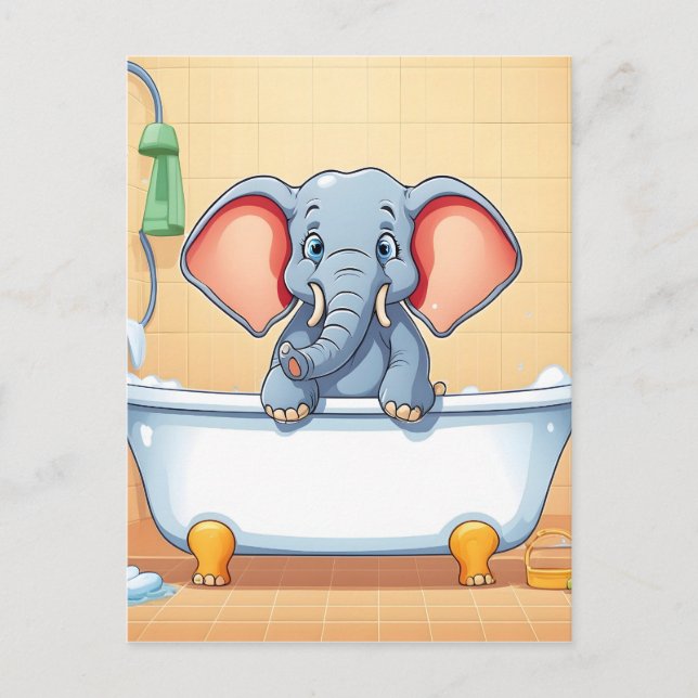 Elefant im Bad Postkarte (Vorderseite)