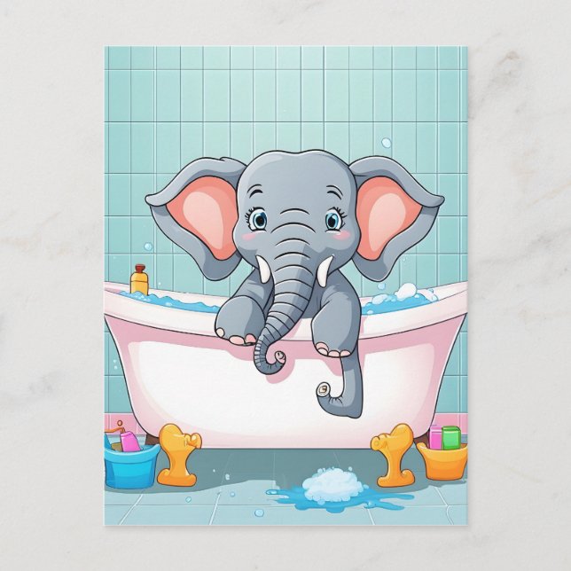 Elefant im Bad Postkarte (Vorderseite)