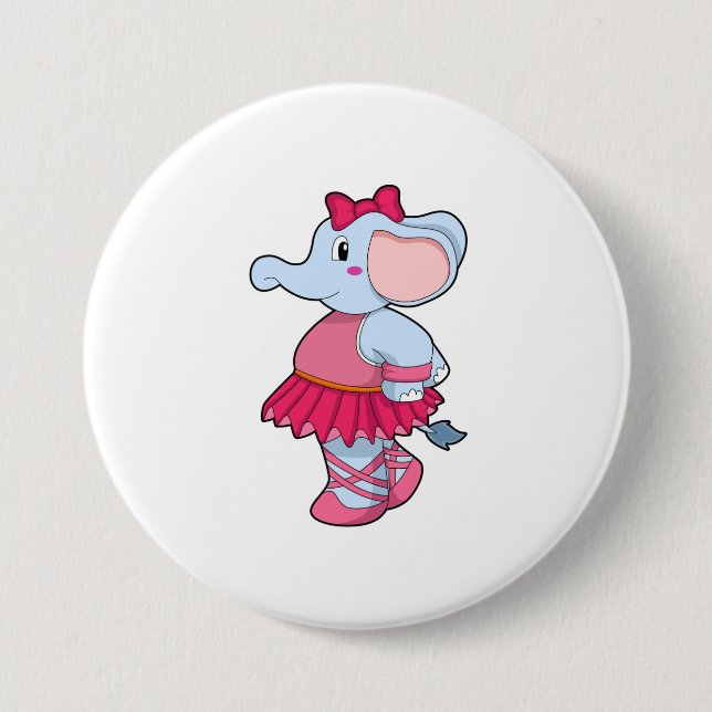 Elefant im Ballet mit Rock Button (Vorderseite)