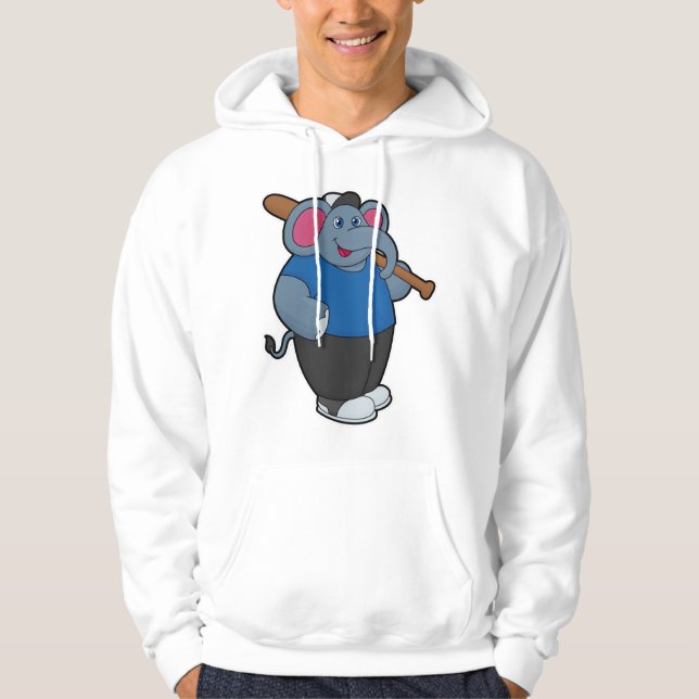 Elefant im Baseball mit Baseballschläger Hoodie (Vorderseite)