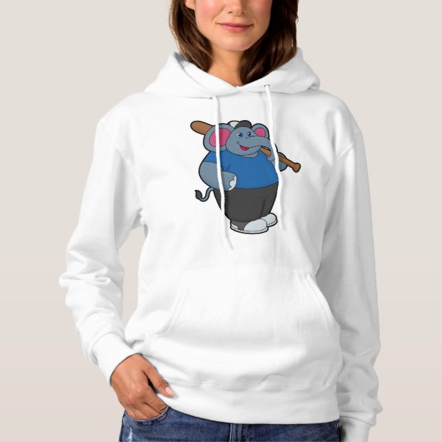 Elefant im Baseball mit Baseballschläger Hoodie (Vorderseite)
