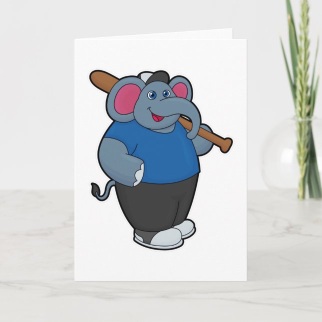 Elefant im Baseball mit Baseballschläger Karte (Vorderseite)