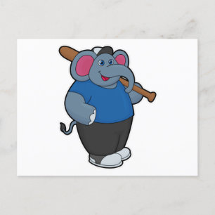 Elefant im Baseball mit Baseballschläger Postkarte