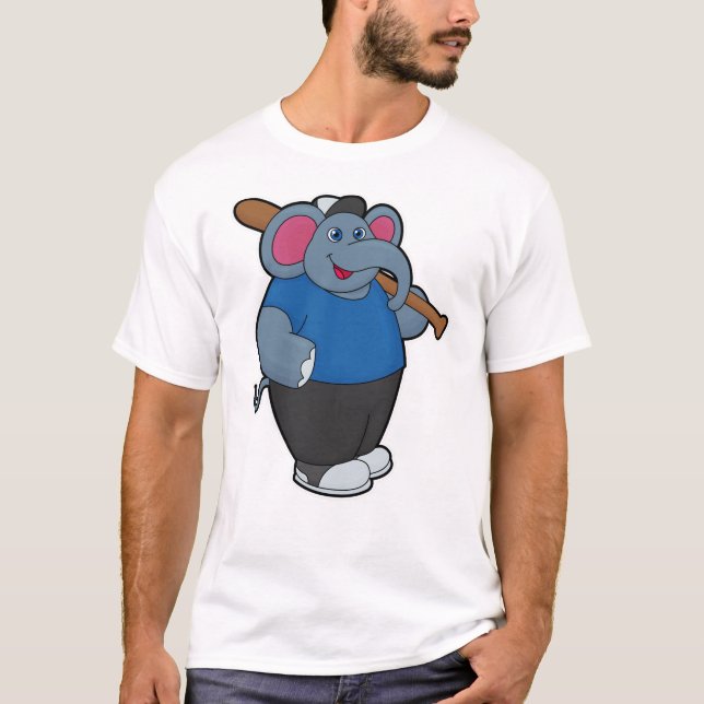 Elefant im Baseball mit Baseballschläger T-Shirt (Vorderseite)