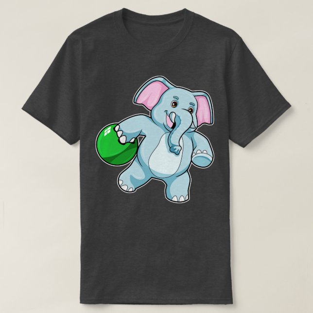 Elefant im Bowling mit Bowlingball 2 T-Shirt (Design vorne)