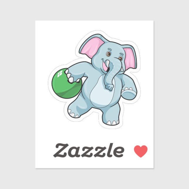 Elefant im Bowling mit Bowlingball Aufkleber (Blatt)