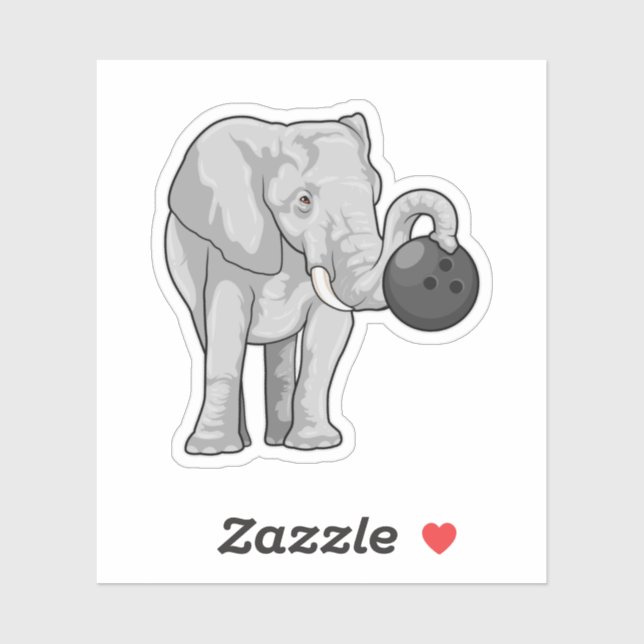 Elefant im Bowling mit Bowlingball Aufkleber (Blatt)