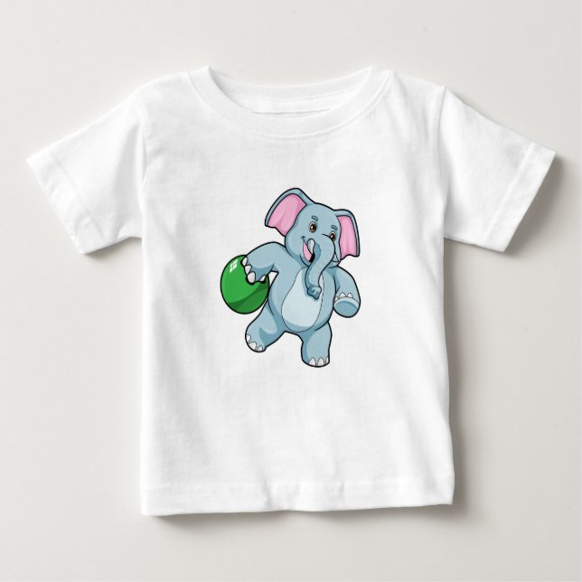 Elefant im Bowling mit Bowlingball Baby T-shirt (Vorderseite)