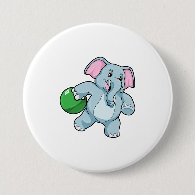 Elefant im Bowling mit Bowlingball Button (Vorderseite)