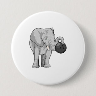 Elefant im Bowling mit Bowlingball Button