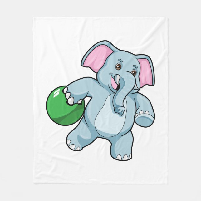 Elefant im Bowling mit Bowlingball Fleecedecke (Vorderseite)