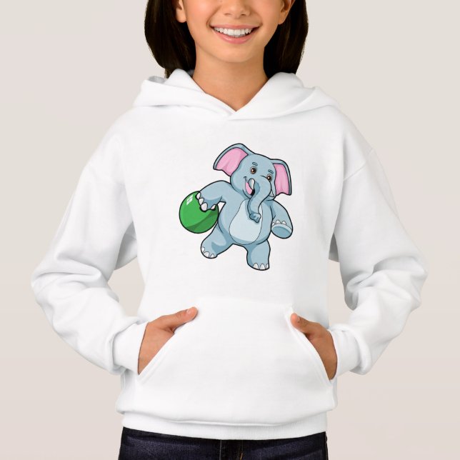 Elefant im Bowling mit Bowlingball Hoodie (Vorderseite)