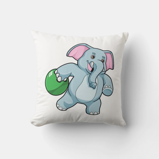 Elefant im Bowling mit Bowlingball Kissen (Vorderseite)
