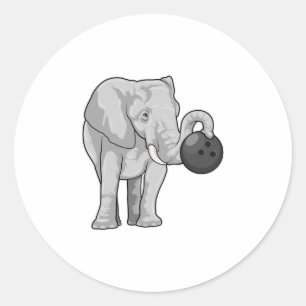 Elefant im Bowling mit Bowlingball Runder Aufkleber