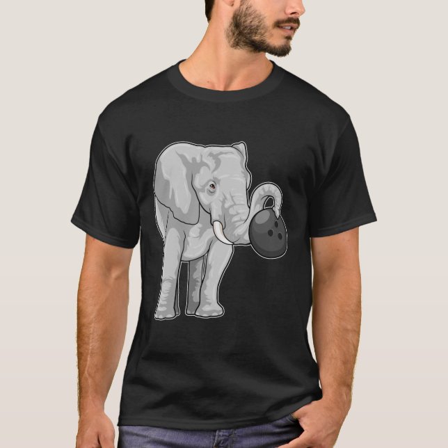 Elefant im Bowling mit Bowlingball T-Shirt (Vorderseite)