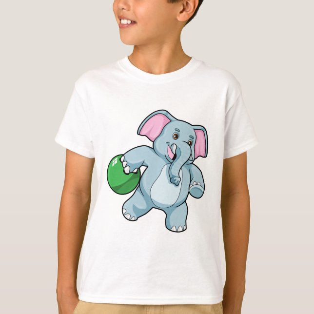 Elefant im Bowling mit Bowlingball T-Shirt (Vorderseite)