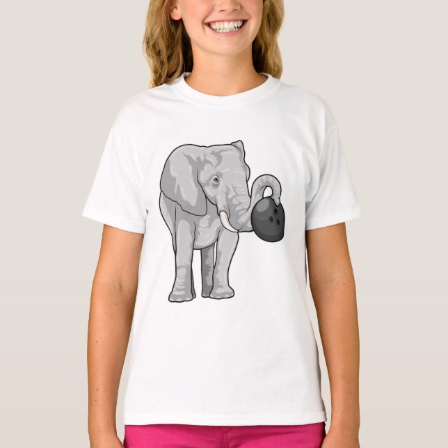 Elefant im Bowling mit Bowlingball T-Shirt (Vorderseite)