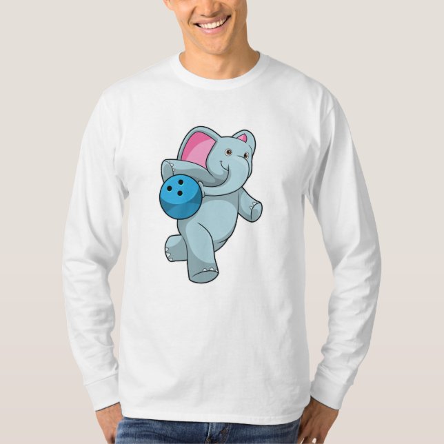 Elefant im Bowling mit Bowlingball T-Shirt (Vorderseite)