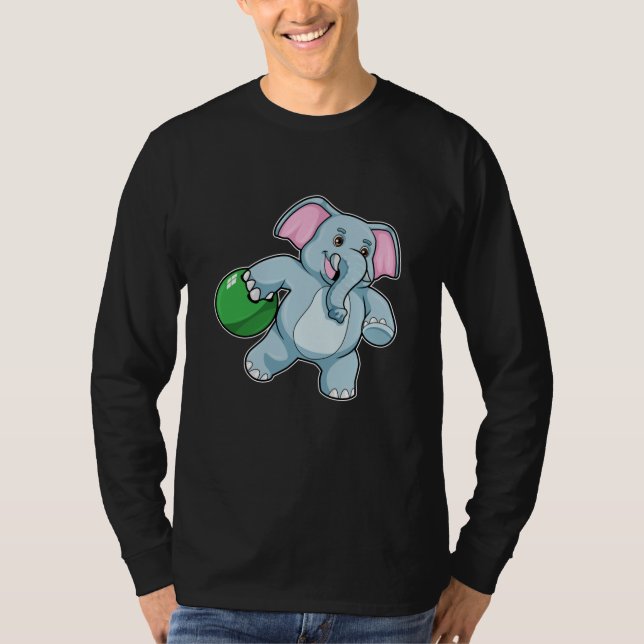 Elefant im Bowling mit Bowlingball T-Shirt (Vorderseite)