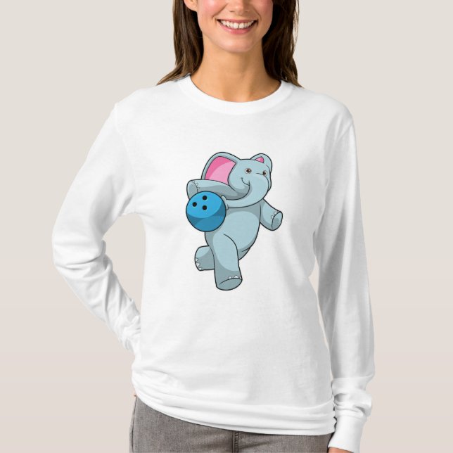Elefant im Bowling mit Bowlingball T-Shirt (Vorderseite)