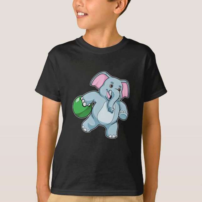Elefant im Bowling mit Bowlingball T-Shirt (Vorderseite)