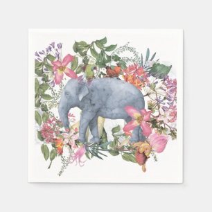 Elefant im Dschungel der Blume Serviette