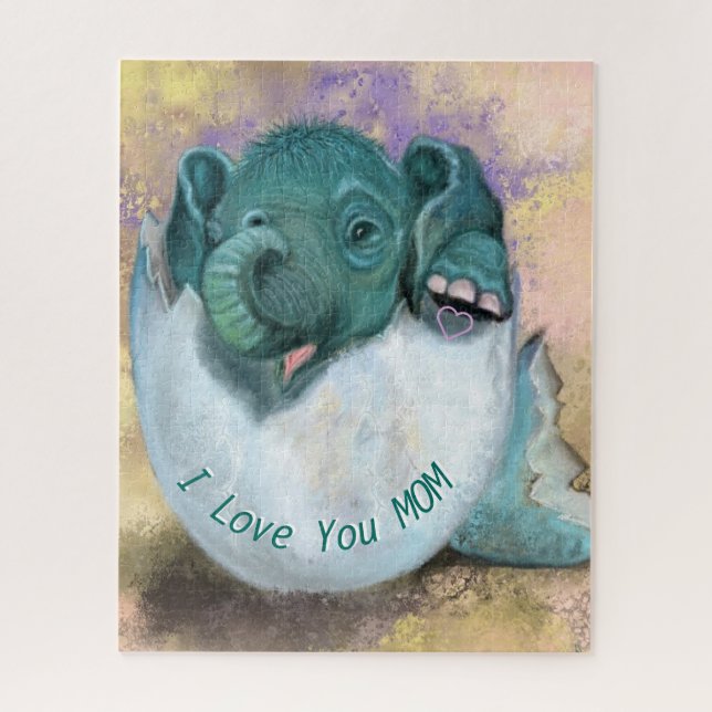 Elefant im Eierpuzzle - ich Liebe Sie MAMA - Puzzle (Vertikal)