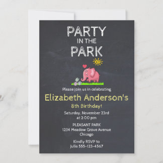 Elefant im Gras Party im Park Einladung
