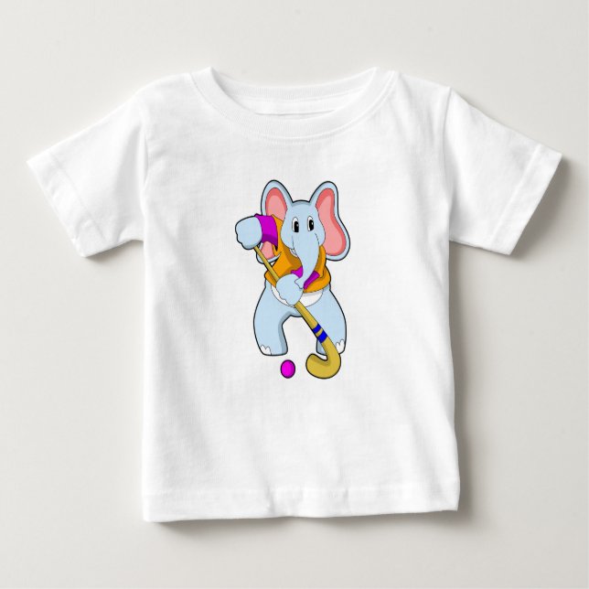 Elefant im Hockey mit Hockeyschläger Baby T-shirt (Vorderseite)