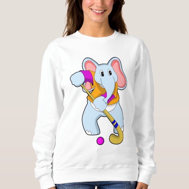 Elefant im Hockey mit Hockeyschläger Sweatshirt (Vorderseite)