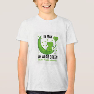 Elefant im Mai tragen wir Grün für geistige Gesund Tri-Blend Shirt