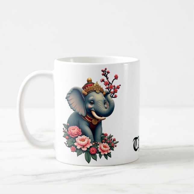 Elefant im Meer ​ ​ Blume Kaffeetasse (Links)