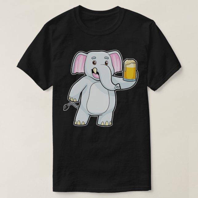 Elefant im Party mit Bierglas T-Shirt (Design vorne)