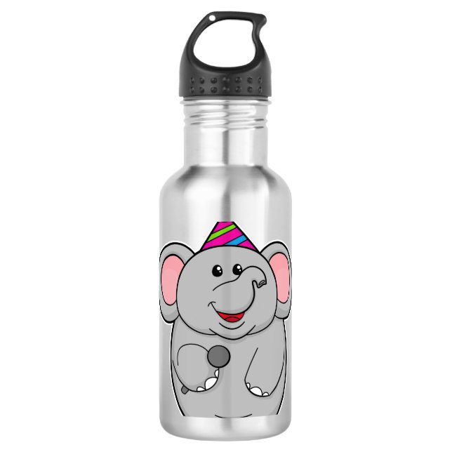 Elefant im Party mit Mikrofon Edelstahlflasche (Vorderseite)