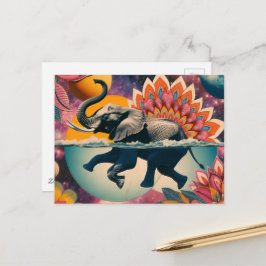 Elefant im Pool Postkarte