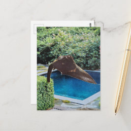 Elefant im Pool surreale Collage Postkarte