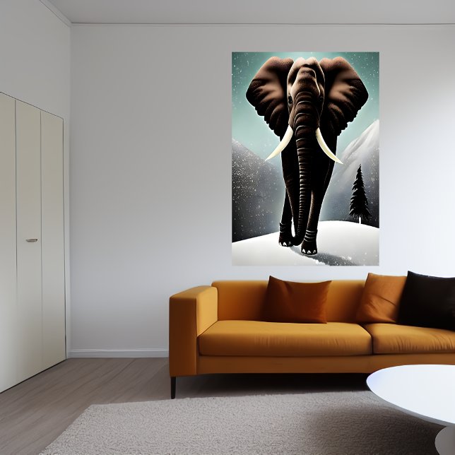 Elefant im schneebedeckten Berg | AI Art Poster (Von Creator hochgeladen)