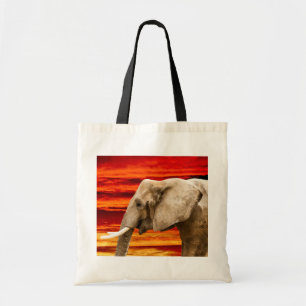 Elefant im Sonnenuntergang - Tote-Beutel Tragetasche