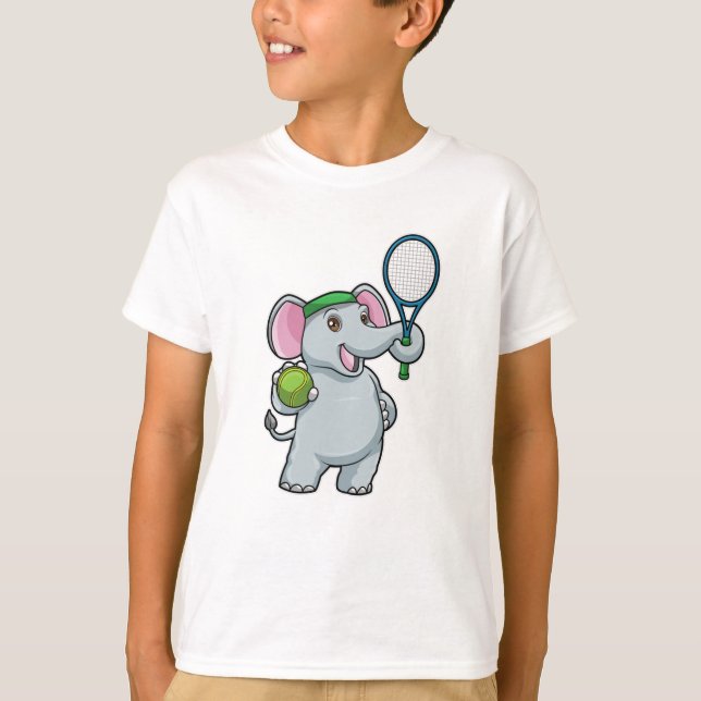 Elefant im Tennis mit Tennisschläger und Ball T-Shirt (Vorderseite)