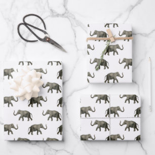 Elefant im Vintage-Muster Geschenkpapier Set