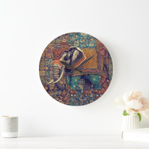 Elefant im Vintage-Stil, antiker Elefant, Elefante Große Wanduhr