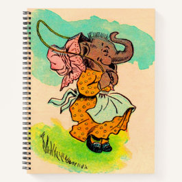 Elefant in Ankleidung aus den 1930er Jahren mit Sp Notizbuch