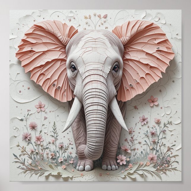 Elefant in Bloom Poster (Vorne)