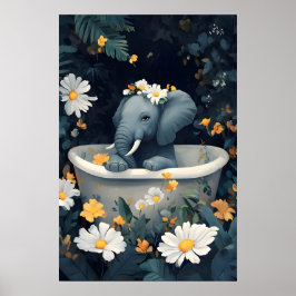 Elefant in der Badewanne Poster, Lustiges Tierpost Poster