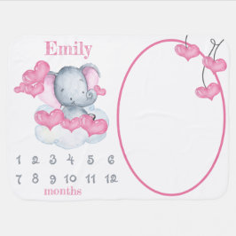 Elefant in der Liebe Herz-Girl's Name Milestone Babydecke